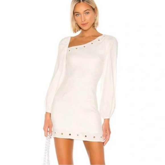 Lovers + Friends Dresses & Skirts - Revolve linen blend asymmetric white mini dress M